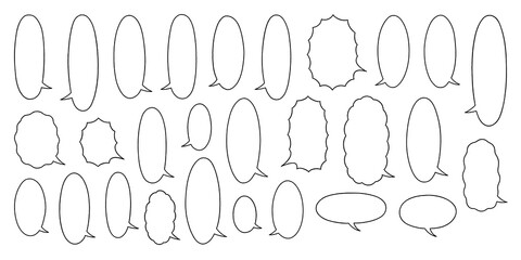 Hand-drawn blank Japanese manga speech balloons, manga illustration set