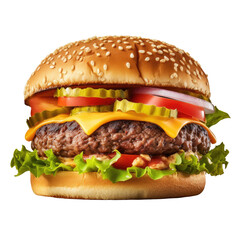 Perfect Grilled Cheeseburger on transparent background