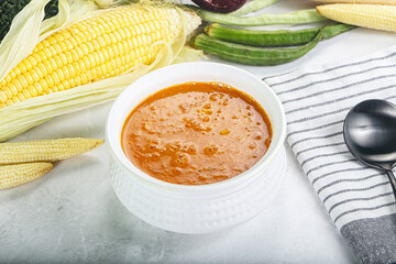 Vegan cuisine - hot tomato soup