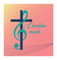 Naklejka premium Musical logo, which symbolizes Evangelical, Christian music. Logo Gospel Music. Musical logo, emblem. EPS 10. Vector illustrations