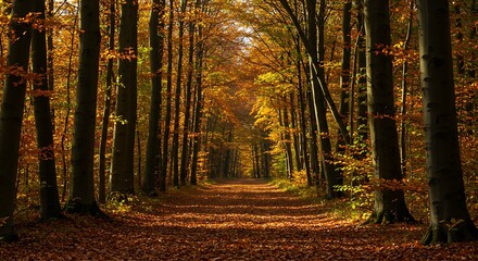 Golden Path Through Autumn AI Generated