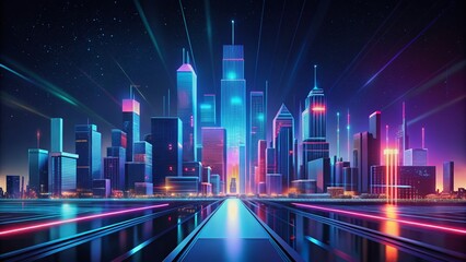 Abstract Cityscape: Smart City Technology & Connectivity at Night