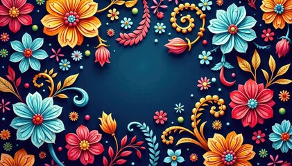 Intricate paisley floral pattern in vibrant hues, lilac, curve, summer