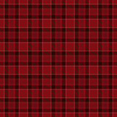Layer vector textile check, custom seamless texture background. Madras tartan fabric pattern plaid in red and black colors.
