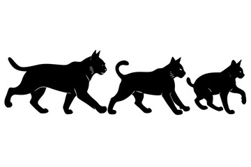 set of Lynx Cat silhouette vector illustration