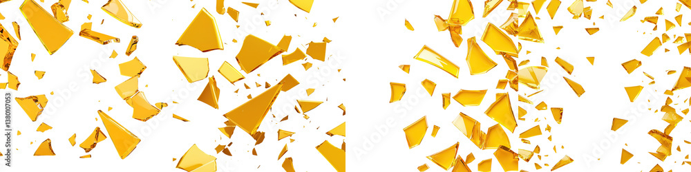 Poster vibrant orange shards of broken glass create an abstract and geometric pattern with a radiant reflec