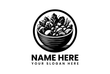 Detailed Salad Bowl Silhouette. Classic Healthy Food Motif