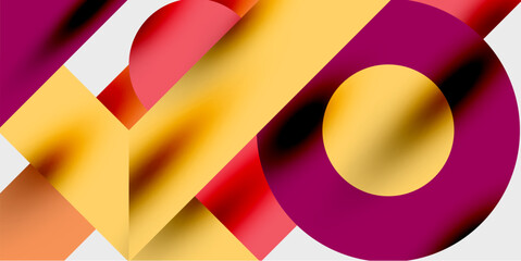 Fototapeta premium Abstract shapes, vibrant colors, smooth gradients. Overlapping forms create dynamic composition. Modern design, bold aesthetic, simple geometry.