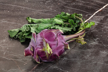 Ripe fresh violet kohlrabi cabbage