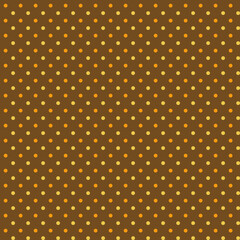 Vintage brown background with small yellow-orange polka dots Rustical style abstract geometric seamless pattern Simple minimalist fabric print