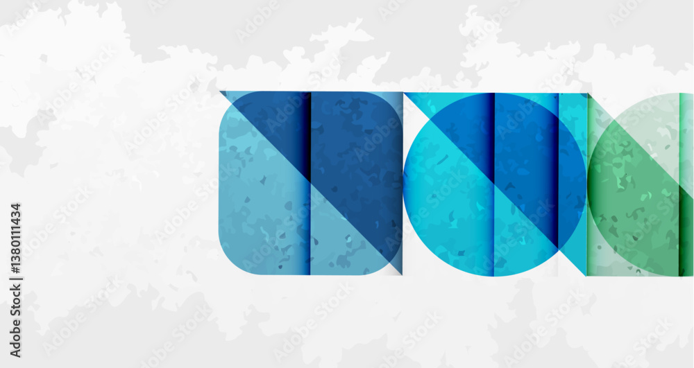Aufkleber Abstract design. Blue, green hues create layered effect. Textured background adds depth. Modern aesthetic. Minimalist composition. Clean lines. Gradient colors.