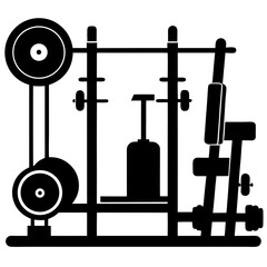 Fototapeta premium Fitness Gym Equipment silhouette vector illustration