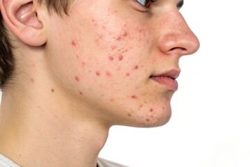 Side Profile of a Young Individual With Skin Acne and Blemishes

