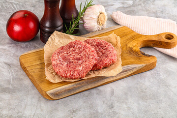 Raw round beef cutlet minced meat