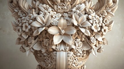Ornate floral vase detail, studio shot, textured background, home decor
