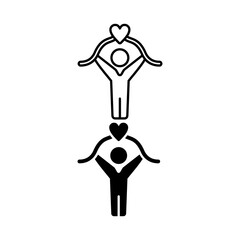 compassion icon. with line style and black fill. isolated on white editable background