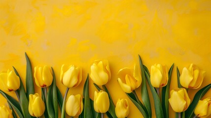 Obraz premium Vibrant Yellow Tulips on a Sunny Background