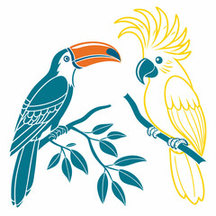 Toucan Cockatoos silhouette vector illustration © tanvir