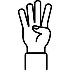 Four finger vector icon. Hand gesture icon line style. perfect use for logo, presentation, website, and more. modern icon design outline style