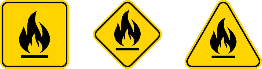 Yellow caution warning biohazard, radioactive, nuclear and toxic sign icons set. Biohazard, chemical hazard warning triangular symbol stickers for web, print game, ui. Caution danger sign.