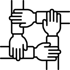Team work hand gesture vector icon. Hand gesture icon line style. perfect use for logo, presentation, website, and more. modern icon design outline style