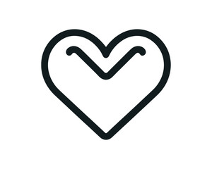 Heart logo design icon symbol vector template. Outline love heart logo icon vector illustration.