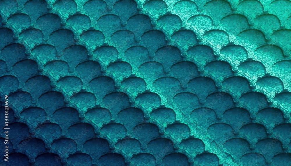 Canvas Prints geometric wave pattern, repeating textured design in deep blues and greens, green, colour