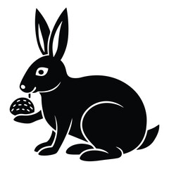 Obraz premium Rabbit with a coffee cup silhouette vector art illustration