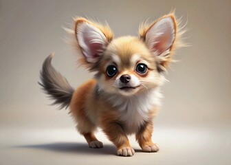 Obraz premium Adorable Chihuahua Puppy Posing on White Background - Candid Shot