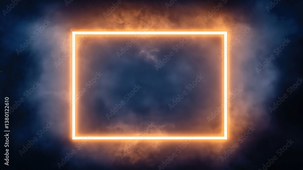 Aufkleber abstract glowing frame in cosmic space with floating rugby field elements against dark background