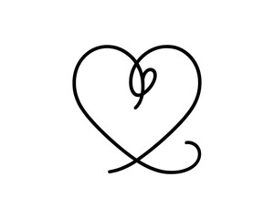 Heart logo design icon symbol vector template. Outline love heart logo icon vector illustration.