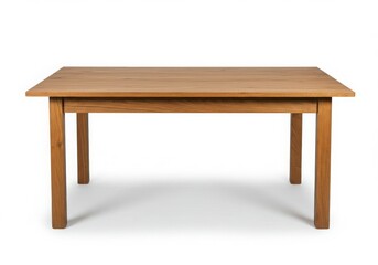 Fototapeta premium A simple wooden table with a rectangular top and four legs isolated on a white background studio shot