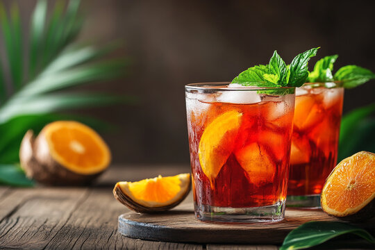 Tropical Negroni Cocktail with Orange & Basil &ndash; Refreshing Summer Drink