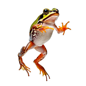 a jumping happy frog Isolated on white transparent background