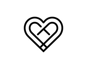 Heart logo design icon symbol vector template. Outline love heart logo icon vector illustration.