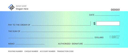 Editable bank cheque design blank check template in vector format