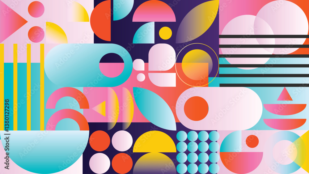Poster abstract geometric gradient pattern design background vector. wallpaper design with circle, square, 