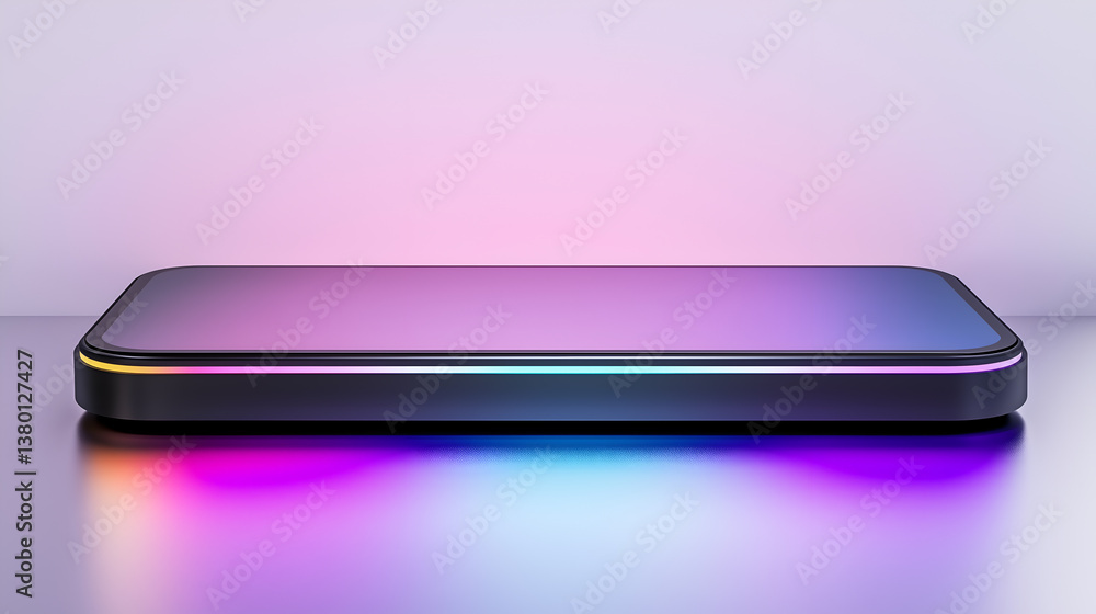 Poster a sleek smartphone in a gradient light setting