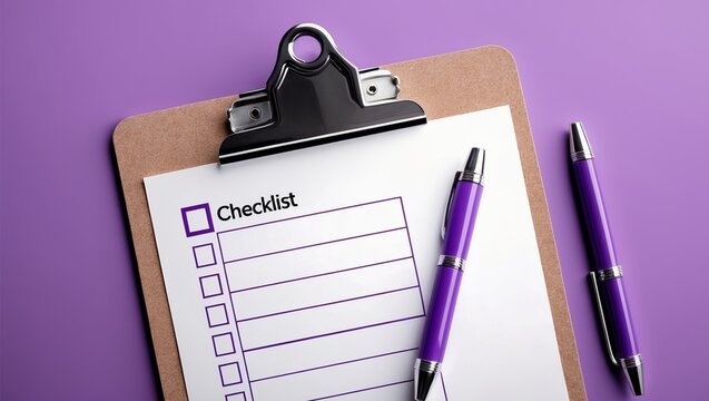 Purple Checklist on Clipboard Planning, Organization, and Productivity