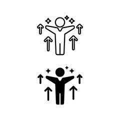 self improvement icon. with line style and black fill. isolated on white editable background