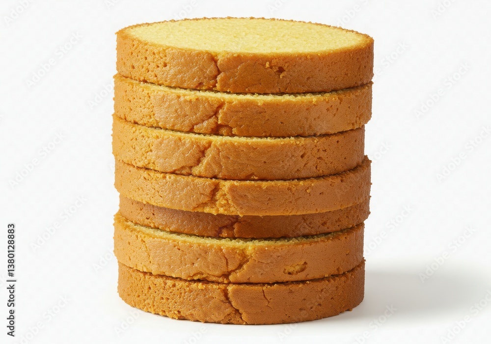 Poster A stack of seven cake layers on a white background showing the circular shape of each layer 100c