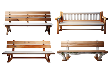 Set of Wooden Bench With isolated with white background