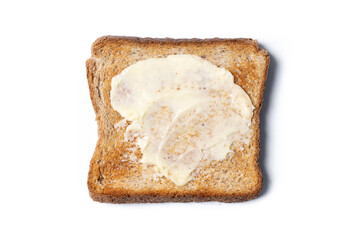 Sliced fresh bread and butter isolated on white background