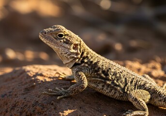 Obraz premium Close-up of a Desert Lizard Wildlife Photography, Reptile Details, Habitat, Texture, Scales.