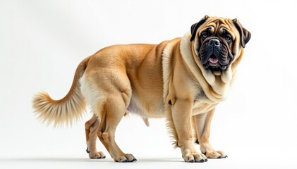 Obraz premium Majestic mastiff, powerful stance, white background, studio, eyes, giant