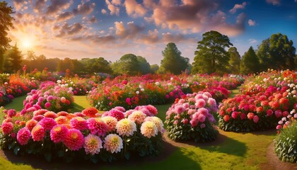 Dahlia Garden in Full Bloom