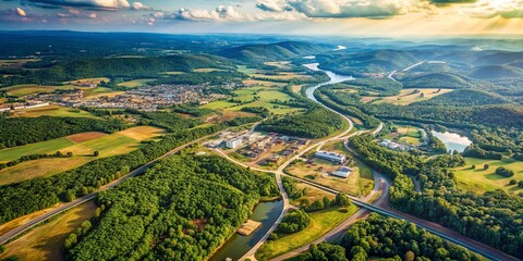 Fototapeta premium Aerial View of Glascock County, Georgia: Detailed Geographic Map
