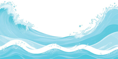 Elegant Water Wave Abstract Design in Soft Blue and Green Watercolor, Perfect for Background Use in Graphic Design Projects Focused on Tranquility and Oceanic Themes.
