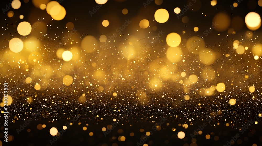 Poster a shimmering background of golden and sparkling circles, creating a festive and glamorous atmosphere