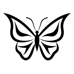 A butterfly clean black line art. 